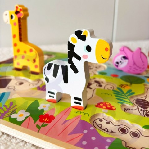 Tooky Toy Drewniane Puzzle Montessori Zwierzątka w Lesie Dopasuj Kształty Tooky Toy