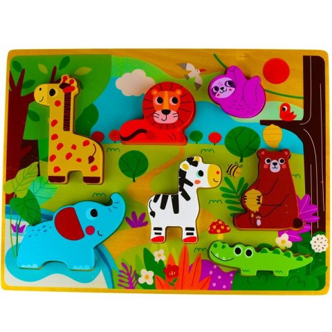 Tooky Toy Drewniane Puzzle Montessori Zwierzątka w Lesie Dopasuj Kształty Tooky Toy