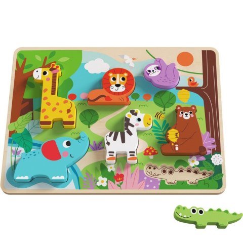 Tooky Toy Drewniane Puzzle Montessori Zwierzątka w Lesie Dopasuj Kształty Tooky Toy