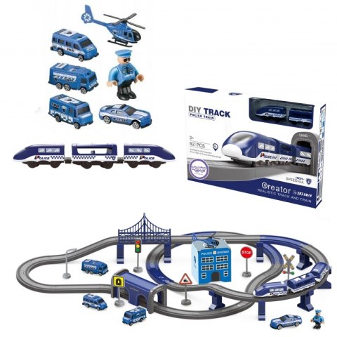 WOOPIE Electric Train Car Track Police Station Helicopter Cars 92 pcs. Woopie