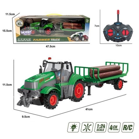 WOOPIE Traktor z Przyczepą na Pilota Sterowany RC - Skala 1:24 Woopie