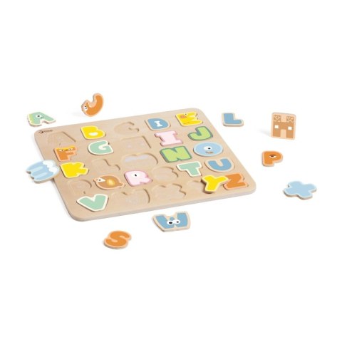 CLASSIC WORLD Drewniane Puzzle Montessori Układanka Nauka Alfabetu Liter Słów 27 el. Classic World EDU