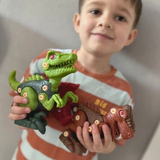 WOOPIE Zestaw Dinozaury do Skręcania 3 szt. Zestaw Konstrukcyjny Wiertarka Śrubokręt 89 el. Woopie