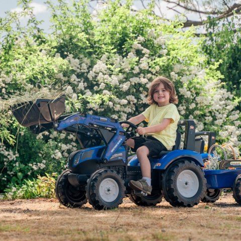 FALK Traktor New Holland Niebieski na Pedały z Przyczepką od 3 Lat FALK