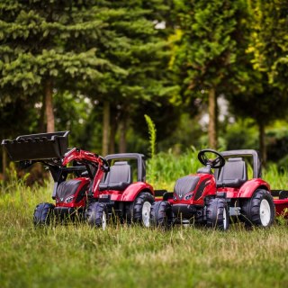 FALK Traktor Valtra Bordowy na Pedały z Przyczepką i Łyżką od 3 Lat FALK