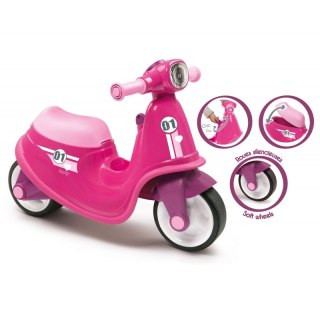 SMOBY Różowy jeździk skuter Ciche koła Pink Scooter Smoby