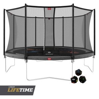 BERG Trampolina Favorit Gray 430 cm + Siatka Bezpieczeństwa Comfort + Gra Zręcznościowo Logiczna LEVELS Berg