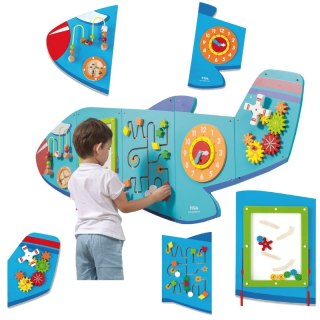 VIGA Drewniana Tablica Sensoryczna Manipulacyjna Samolot Certyfikat FSC Montessori Viga Toys