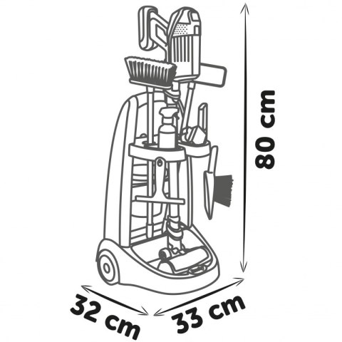 SMOBY Wózek do sprzątania z odkurzaczem Rowenta z dźwiękiem + 10 akcesoriów Smoby