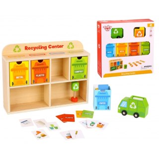 TOOKY TOY Drewniane Centrum Recyklingu Edukacyjny Sorter Tooky Toy