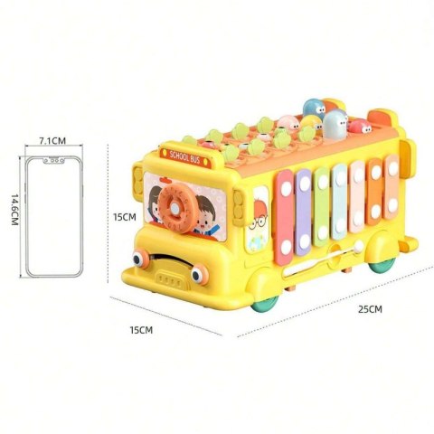 WOOPIE BABY Interaktywny Autobus Montessori Edukacyjny 6w1 Młoteczek Cymbałki +18 m Woopie