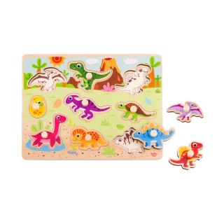 TOOKY TOY Drewniane Puzzle Montessori Układanka Dinozaury Kształty Tooky Toy