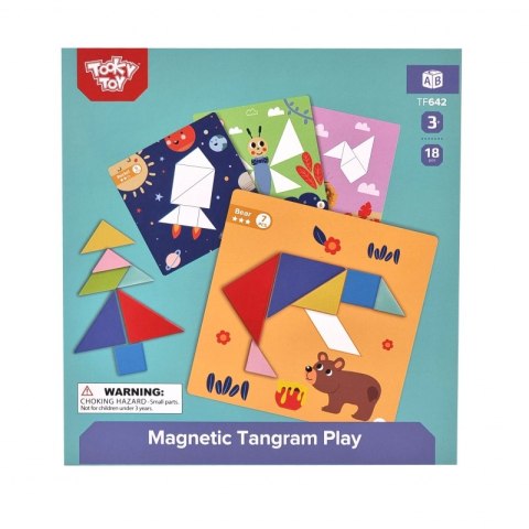 TOOKY TOY Puzzle Tangram Układanka dla Dzieci Nauka Kształtów Figury Kształty 18el. Tooky Toy