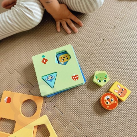 TOOKY TOY Układanka Montessori Kształty i Kolory Zwierzątka 6 Planszy FSC Tooky Toy