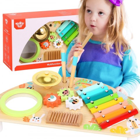 TOOKY TOY Wielofunkcyjny Instrument Centrum Muzyczne Ksylofon Zębatki Tarka Bębenek Talerz Pałeczki Tooky Toy