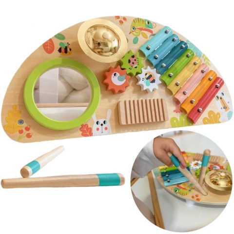 TOOKY TOY Wielofunkcyjny Instrument Centrum Muzyczne Ksylofon Zębatki Tarka Bębenek Talerz Pałeczki Tooky Toy