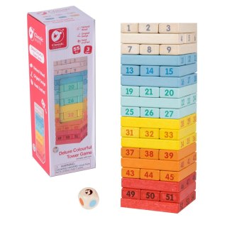 CLASSIC WORLD Drewniana Gra Zręcznościowa Wieża Kostki Domino Zestaw Deluxe Classic World