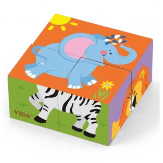 Viga Drewniana układanka Zoo Puzzle 4 klocki Viga Toys