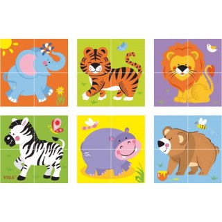 Viga Drewniana układanka Zoo Puzzle 4 klocki Viga Toys