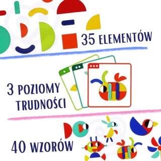 WOOPIE GREEN Drewniana Układanka Montessori 40 Wzorów do Odtworzenia 55 el. Certyfikat FSC Woopie