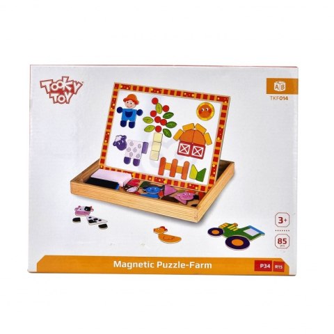 TOOKY TOY Drewniana Tablica Dwustronna Puzzle Układanka Magnetyczna Farma Tooky Toy