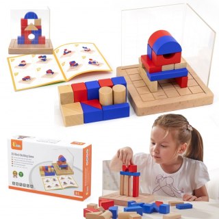 VIGA Drewniana Gra Budowanie Klocki 3D Montessori Viga Toys