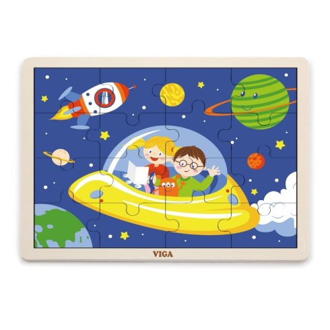 VIGA Drewniane Puzzle Podróż w Kosmos 16 elementów Viga Toys