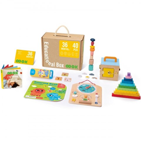 Tooky Toy Edukacyjne Pudełko Montessori Układanka Liczydło Tablica Pogody 6w1 od 3 Lat Tooky Toy