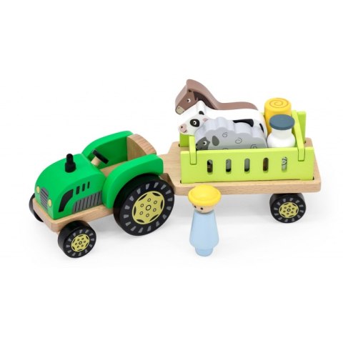 VIGA Traktor Drewniany Zwięrzatka Farma Zagroda Viga Toys