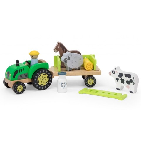 VIGA Traktor Drewniany Zwięrzatka Farma Zagroda Viga Toys