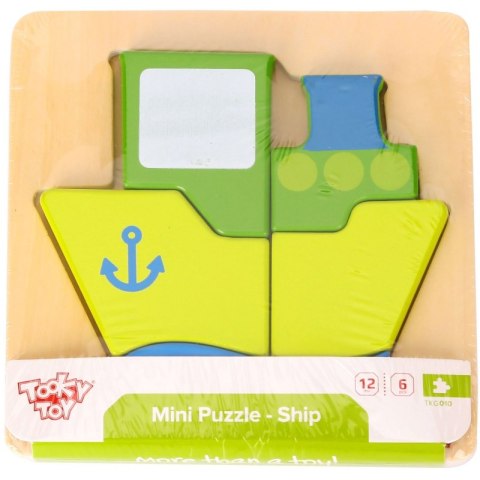 TOOKY TOY Puzzle Układanka Montessori Grube Klocki Statek 6 el. Tooky Toy