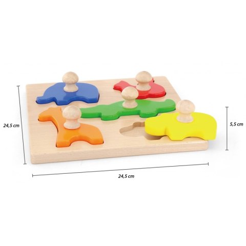 VIGA Drewniane Puzzle z Pinezkami Zwierzęta Viga Toys