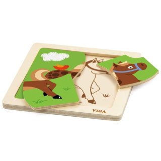 VIGA Poręczne Drewniane Puzzle Konik Viga Toys