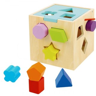 TOOKY TOY Drewniany Sorter Kolorowa Kostka z Kolorowymi Wzorami 13 el. Tooky Toy