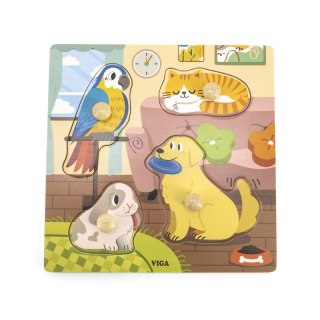 VIGA Drewniane Puzzle z Pinezkami Zwierzęta Domowe Viga Toys