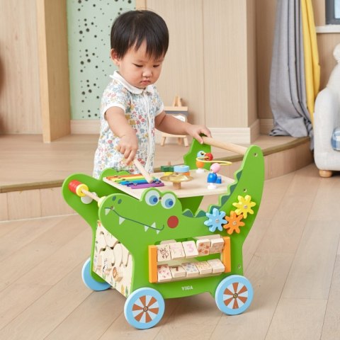 VIGA Drewniany Pchacz Edukacyjny Krokodylek 12w1 Viga Toys