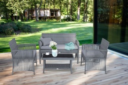 Meble ogrodowe tarasowe - stolik, sofa, 2 fotele