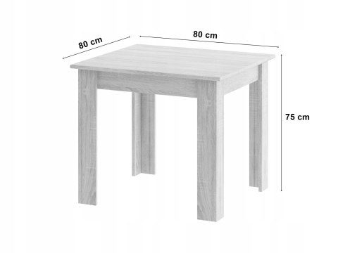 Zestaw stół kwadratowy 80x80 dąb sonoma + 4 krzesła OSAKA szare