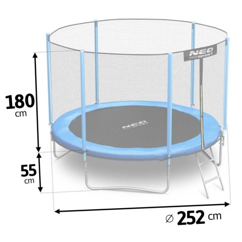 Trampolina ogrodowa 8ft/252cm siatka zewnętrzna i drabinką Neo-Sport