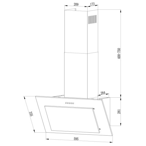 Okap kuchenny kominowy 60cm Inox + czarny BT-209 Berdsen