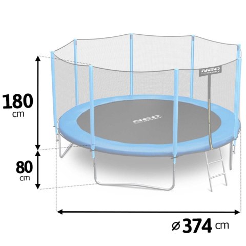 Trampolina ogrodowa 12ft/374cm z siatką zewnętrzną i drabinką Neo-Sport Neo-Sport