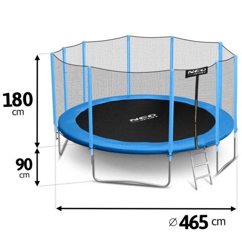 Trampolina ogrodowa 15ft/465cm z siatką zewnętrzną i drabinką Neo-Sport Neo-Sport