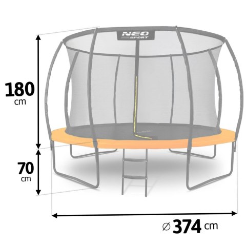 Trampolina ogrodowa profilowana 12ft/374cm z siatką wewnętrzną Neo-Sport Neo-Sport