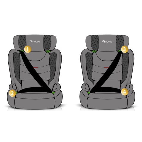 Fotelik samochodowy Nukido Louis czarno-czerwony 15-36 kg ISOFIX Nukido