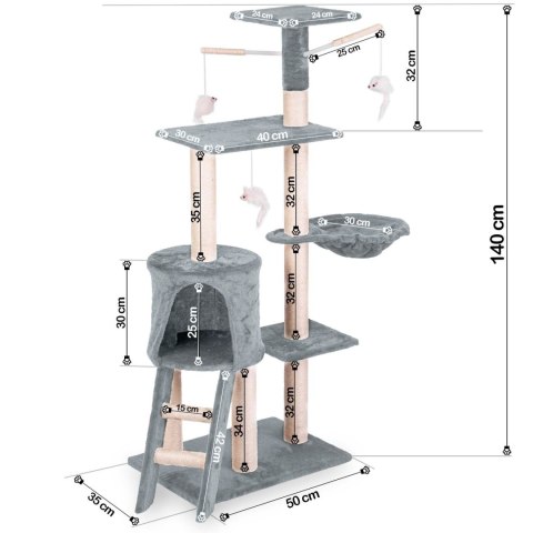 Drapak dla kota 140 cm DR-267 Pethaus z myszką j. szary Pethaus