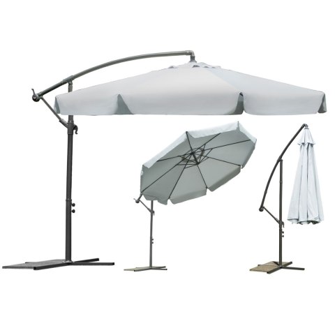 Parasol ogrodowy składany 8 segmentów szary 350cm Plonos