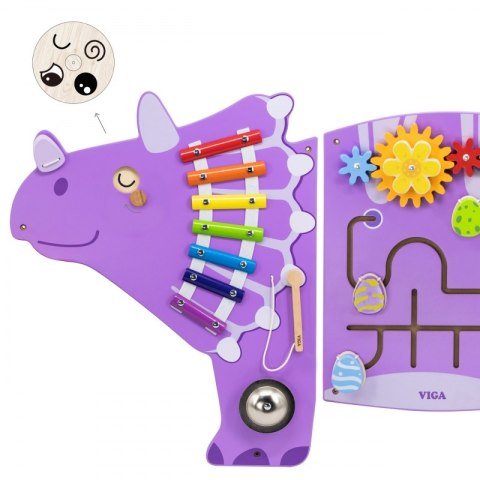 VIGA Drewniana Tablica Sensoryczna-Manipulacyjna EDU Triceratops Viga Toys