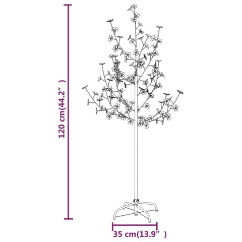 VidaXL Drzewko wiśniowe, 84 ciepłe białe LED, 120 cm