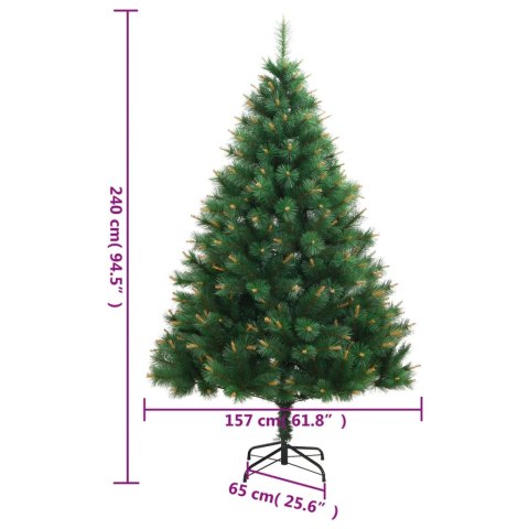 VidaXL Sztuczna choinka zawiasowa ze stojakiem, 240 cm