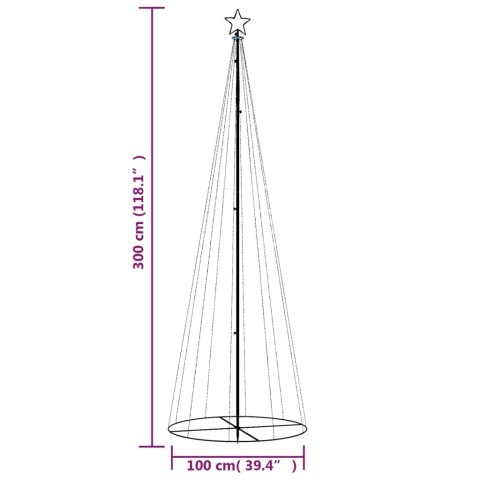 VidaXL Choinka stożkowa, 310 ciepłych białych LED, 100x300 cm